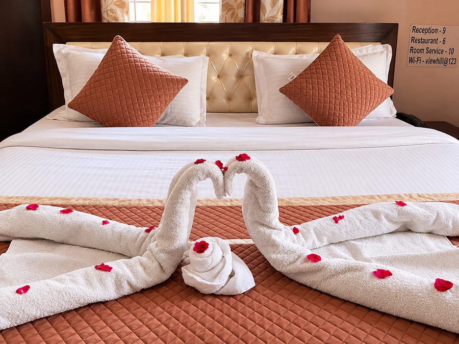 Deluxe double bed room at Hill View Homes Bhimtal with modern furnishings